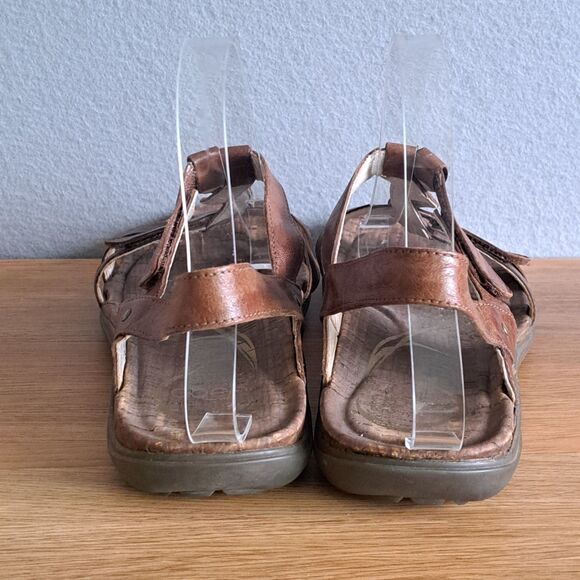 Abeo Bea Braid Women’s 8.5 Narrow Brown Leather Gladiator Sandals Flats Comfort - Picture 3 of 10